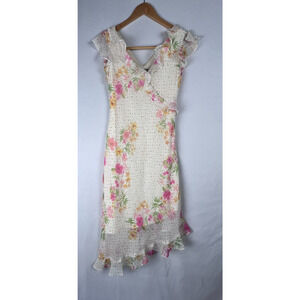 Vintage Y2K Breakin' Loose Floral Dot Ruffle Asymmetrical Dress Size 11/12